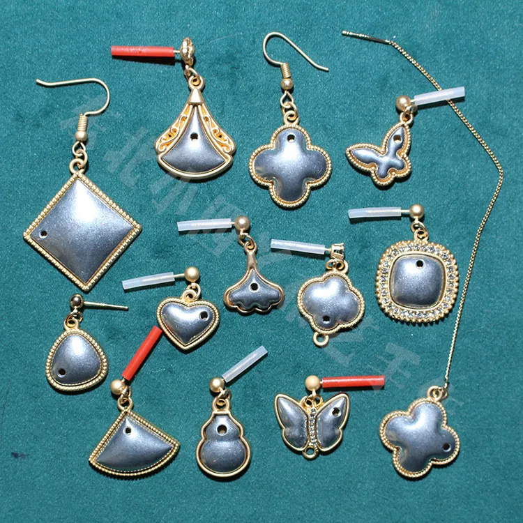 国风非遗宋锦古风蝴蝶爱心四叶草耳线耳环耳钉耳勾手工DIY底胚