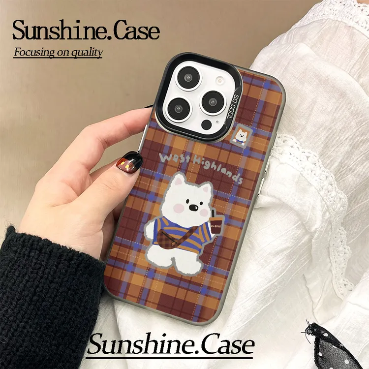 【彩银】咖啡小狗适用于苹果16promax华为vivo小米oppo防摔手机壳