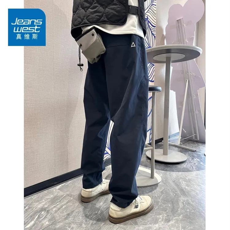 真维斯新款机能小三角白标宽松锥形休闲裤美式潮流长裤男款休闲裤