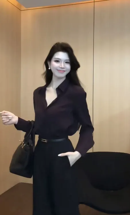 【海映云月】高级感时尚气质洋气百搭显瘦衬衫0088款(不含腰带)