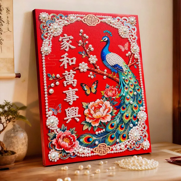 【悦亮屋专属】财神爷diy珍珠画手工制作红色喜庆中国风装饰墙壁画