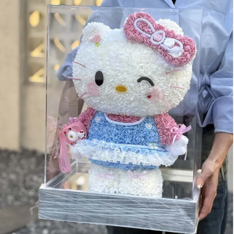 《L B D R》情人节站立相机配饰HelloKitty猫永生花KT猫摆件