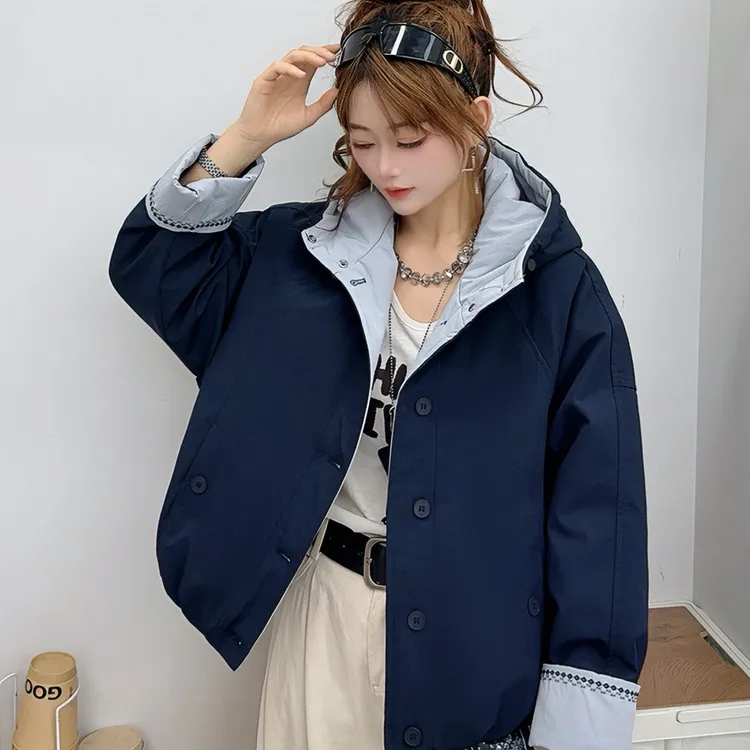 韩版宽松棉服女短外套韩版外套休闲百搭立领ins秋冬女装加厚上衣