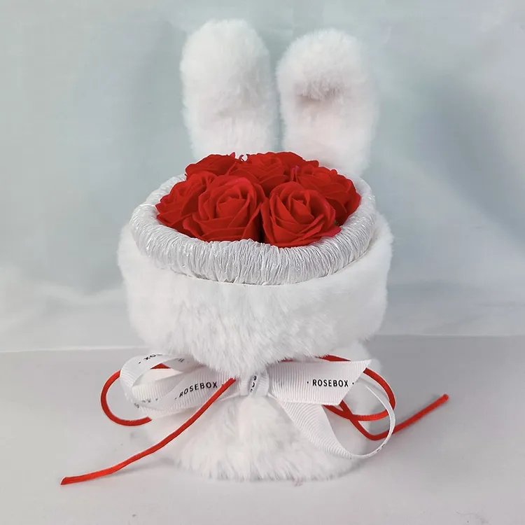 迷你兔子玫瑰花创意成品520送老婆情人女朋友高级感小惊喜小花束