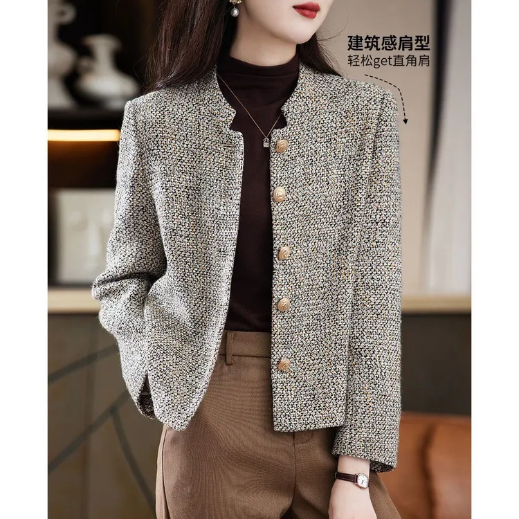 小香风短外套女修身拉毛小个子春秋季复古女装春宽松高级感上衣女