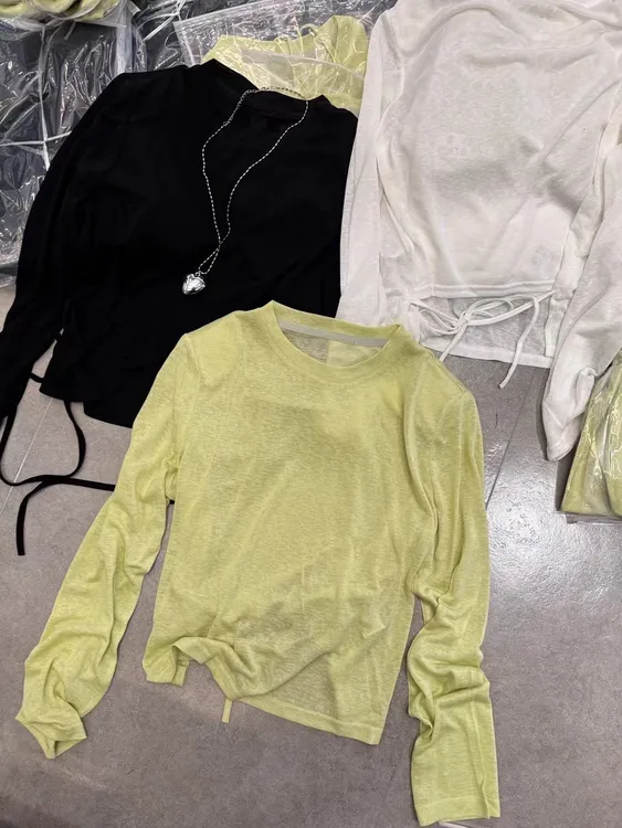 常规防晒系带宽松型长袖T恤吸汗百搭简约休闲显瘦