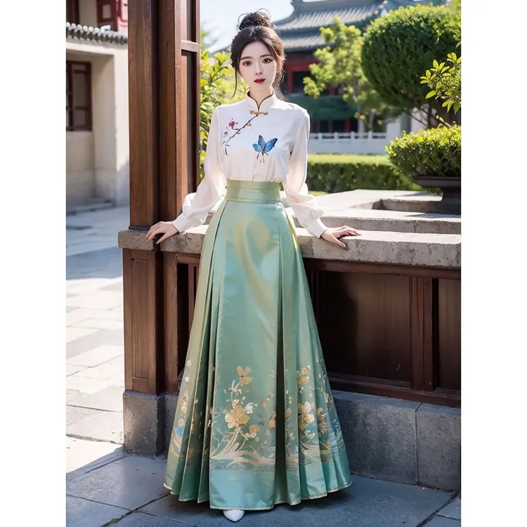 【2953人收藏】新中式中国风绣花上衣国风马面裙套装2025新款国风改