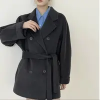  NaNa's双面手缝双面羊绒时尚休闲毛呢外套中长款灰色87801