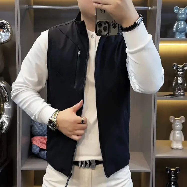 Y14秋季新款百搭男士立领马甲时尚休闲高品质潮流简约轻奢帅气