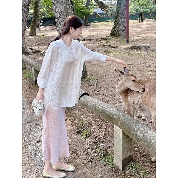 夏季穿搭一整套新款新中式女装中国风上衣五一旅游出街洋气衣服女