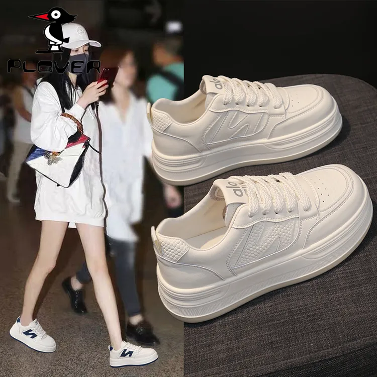 PLOVER厚底小白鞋女2025秋季新款时尚百搭小个子增高运动休闲板鞋