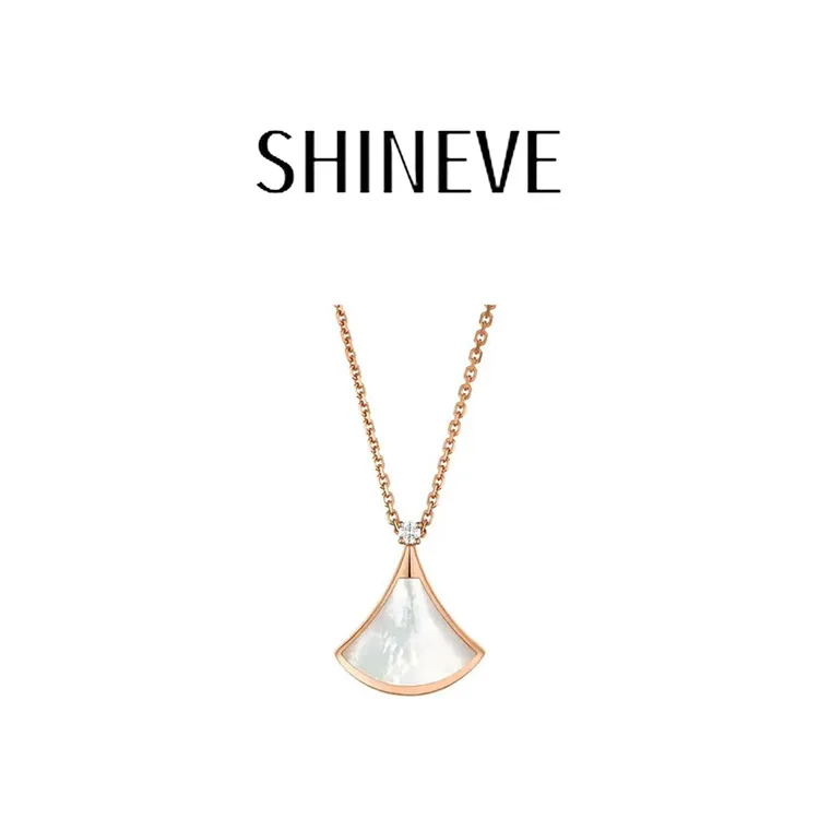 铜合金项链 顺丰包邮【镀K金】小白贝扇子时尚项链白色百搭素款