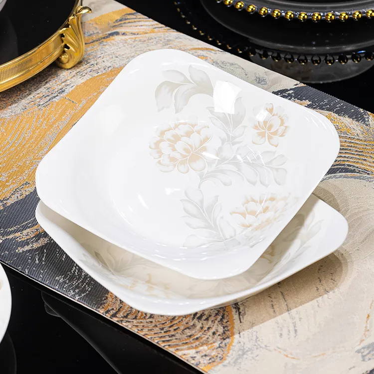 清雅名媛8.5寸如意陶瓷盘子6个10个装