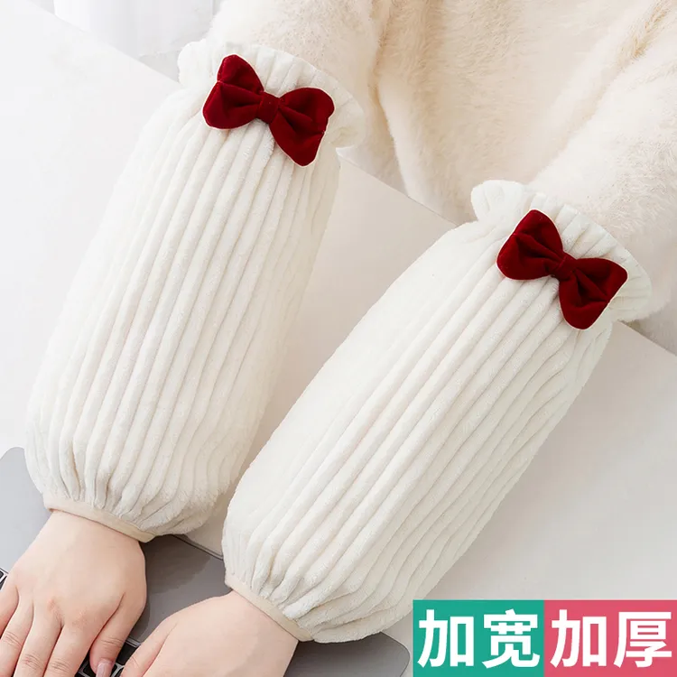 绒布袖套女款上班耐脏工作加厚耐磨宽松护袖冬天长款羽绒服套袖筒