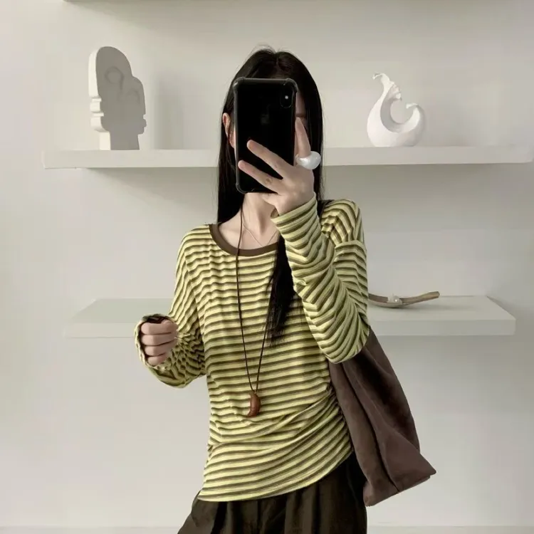 长袖休闲风中长款慵懒风T恤速干秋季宽松显瘦