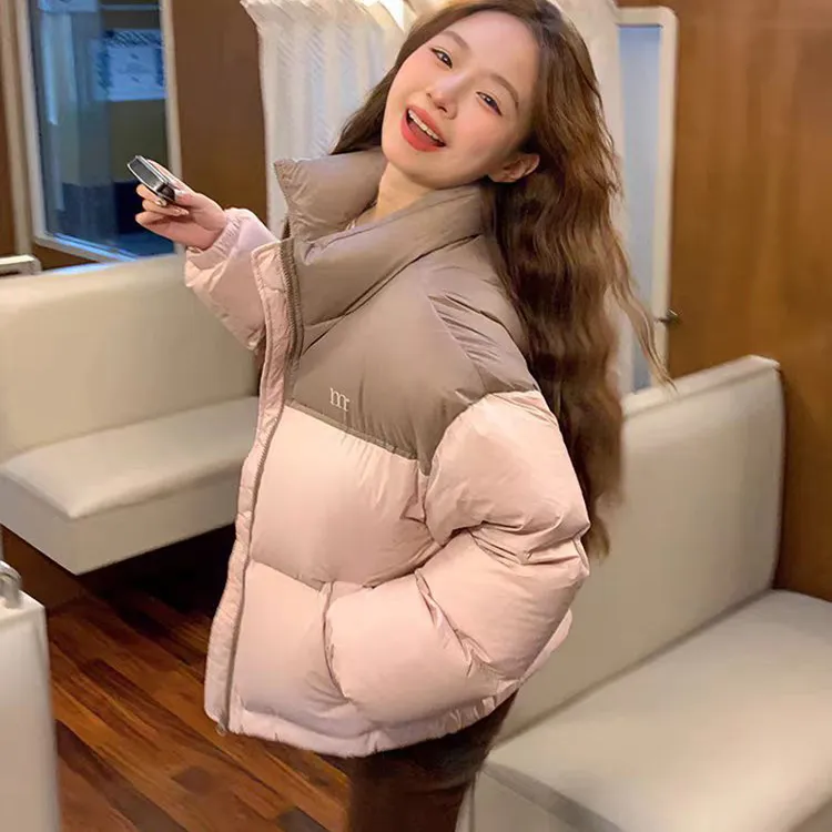 冬季新款棉服女短款2025年新款小个子棉衣面包服宽松拼色棉袄女外