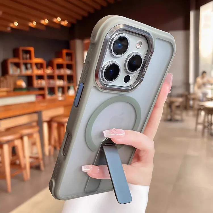 磁吸折叠支架适用苹果16promax手机壳磨砂iPhone15防摔14高品质13
