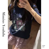 【mimius】肉肉 复古卡通印花宽松舒适休闲短袖T恤+蛋糕裙裤 G04224