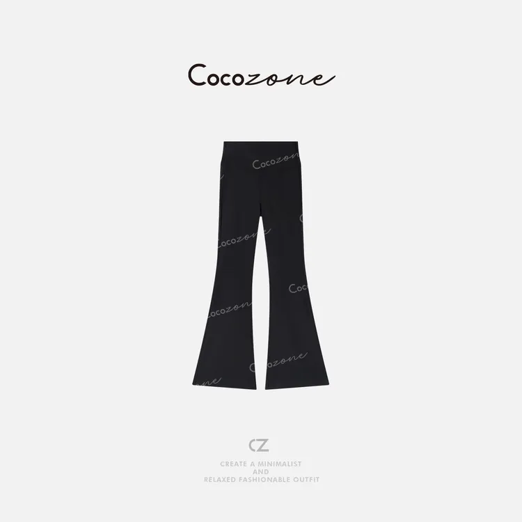 COCO ZONE 刘一一“超模裤”简约松紧腰百搭微喇瑜伽裤CD2A0483