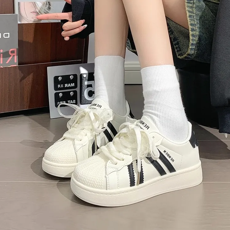 人本贝壳头板鞋子女鞋ins潮百搭小众学生复古休闲新款爆款小白鞋