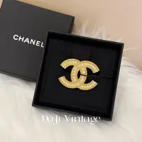 大吉中古/Chanel香奈儿金色双c麦穗满钻胸针