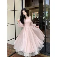 绯樱漫舞 法式千金风绝美蕾丝网纱收腰连衣裙