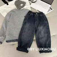 杭州六小六正版BY LIUXIAOLIU秋冬季儿童加绒牛仔裤17766