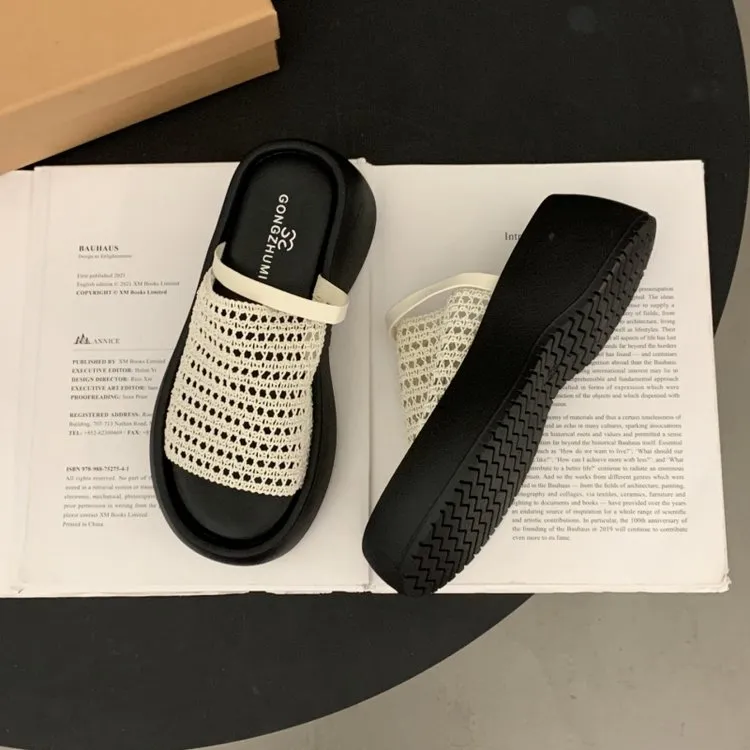 绝美厚底增高透气凉拖鞋女夏外穿2025新款高级感不累脚超火一字拖