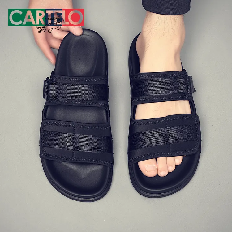 CARTELO/卡帝乐鳄鱼男鞋潮流时尚外穿软底防滑休闲男士一字拖拖鞋