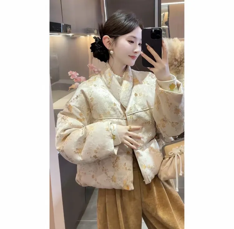 周粥铭顺-【金枝玉叶】2025冬季新中式提花立领羽绒服JJQ5YRF6665