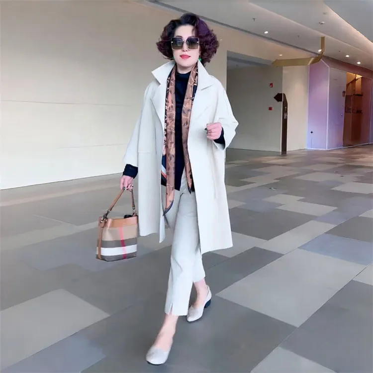 高端气质时尚百搭中长款空气棉风衣妈妈休闲宽松遮肉大码风衣外套