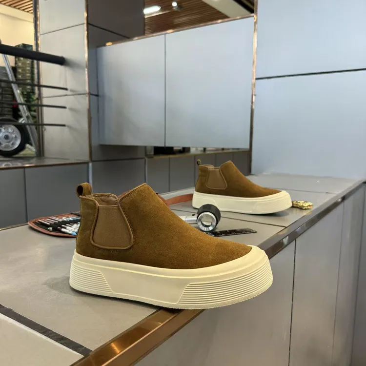 高帮耐磨单棉同款男士潮流时尚休闲鞋厚底一脚蹬烟筒靴男士休闲鞋