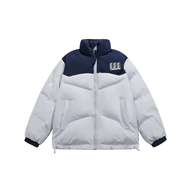 M6003美式高街冬季保暖立领棉服高级感拼接立领面包服外套