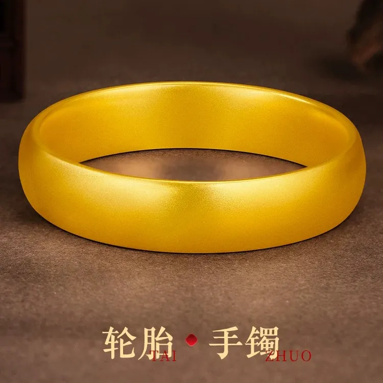 铜合金手镯 新款古法加厚泥鳅背宽面素圈手镯女款精致轮胎镯女
