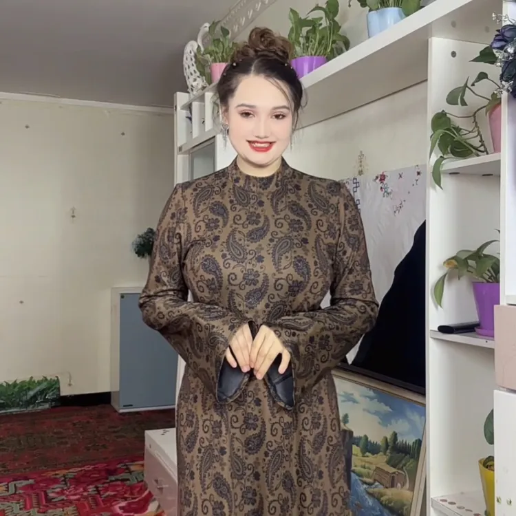 秋冬全开襟复古一字扣刺绣旗袍长款修身显瘦气质民族风改良连衣裙