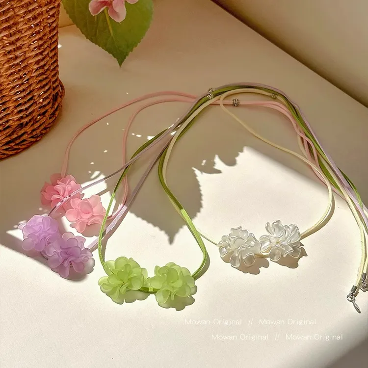 甜美山茶花项链带脖挂颈链锁骨链配饰颈带项圈