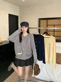 甜美风宽松显瘦针织上衣女2025秋季新款大码胖mm时尚百搭微胖穿搭