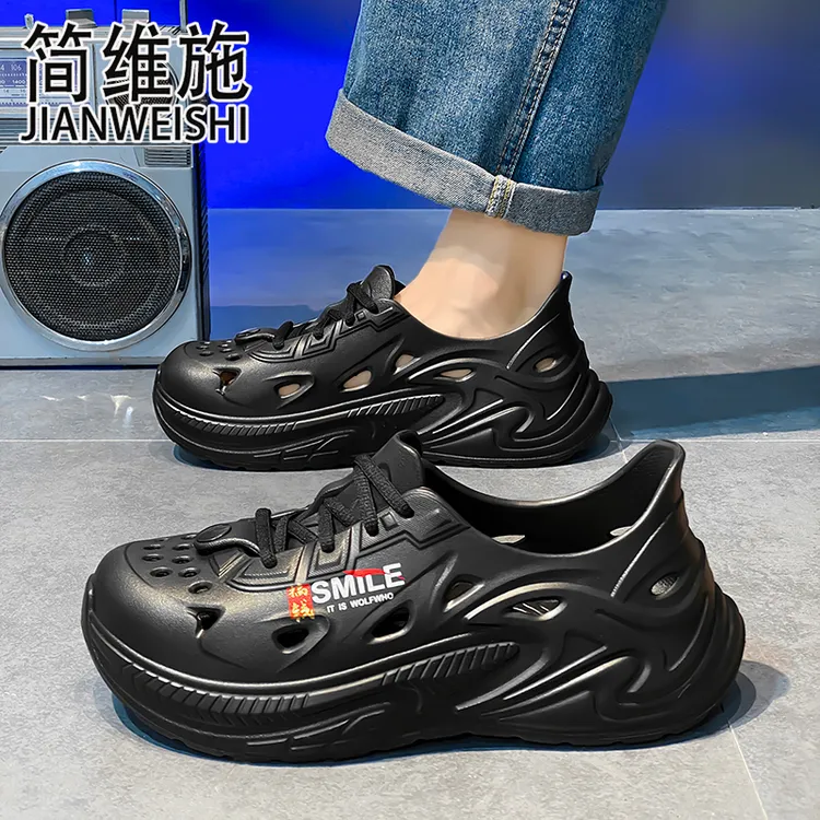 简维施运动洞洞鞋男夏季2025新款包头拖外穿防滑厚底开车沙滩凉拖