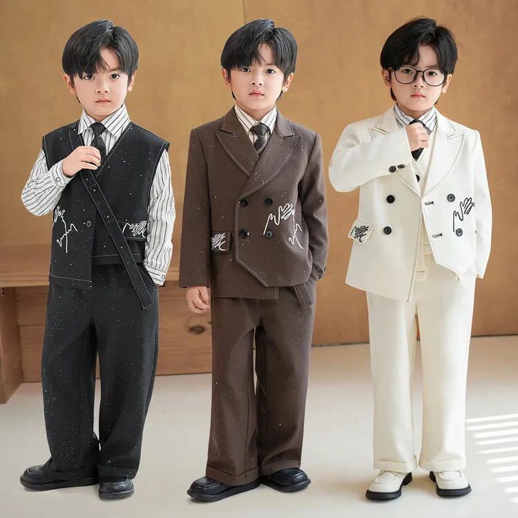 男童西服套装春秋小少爷儿童西装2025新款潮帅气时髦男宝衣服男孩