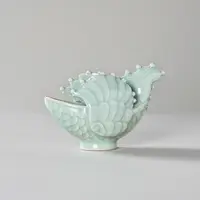 长安知己中国非遗「仿古摩羯鱼杯」耀州窑手工陶瓷中式天青摆件酒杯