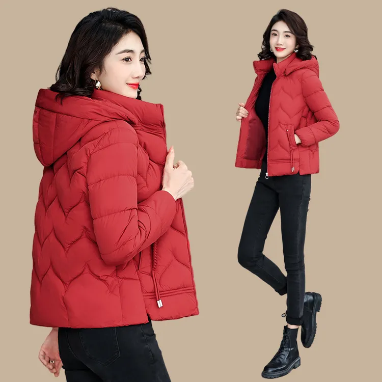 连帽棉服女短款2025新款可脱卸帽棉衣修身时尚冬季保暖棉袄外套