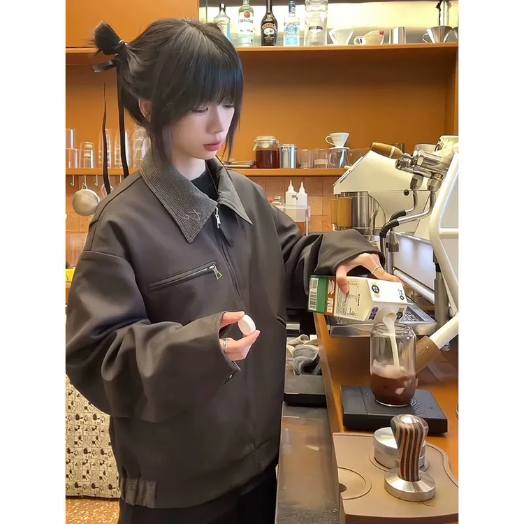 707同款cleanfit美式短款外套男春秋千鸟格双面穿设计高级感夹克