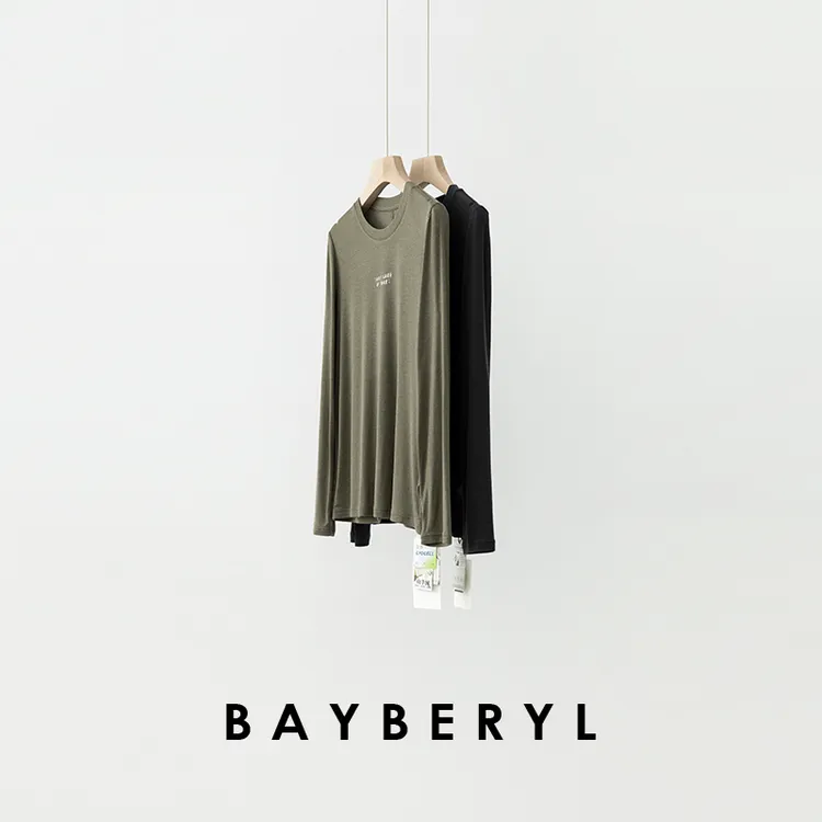 CC09-BAYBERYL老贝泥灰绿*字母弹力舒适圆领秋长袖T恤NT5G1707
