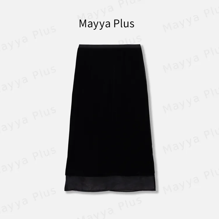 【黛影】Mayya Plus麦芽定制高腰黑色半身裙女夏季修身裙子32528559
