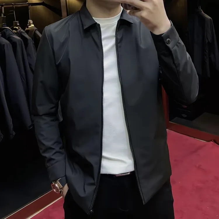 8802秋季新款2025男士行政夹克外套简约百搭纯色休闲舒适设计感