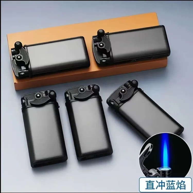 【坏机包赔】创意摇臂充气防风户外打火机金属蓝焰直冲点烟刻字钓鱼