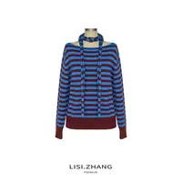 LISI.ZHANG--【条纹毛衣】羊毛条纹系带撞色时尚宽松毛衣