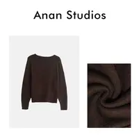 Anan Studios【酒渍樱桃木】早秋上新慵懒风一字肩套头毛衣 679