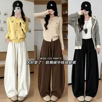 【全额补贴】高品质真欧棉绒中线阔腿裤新款高腰显瘦宽松慵懒风女裤