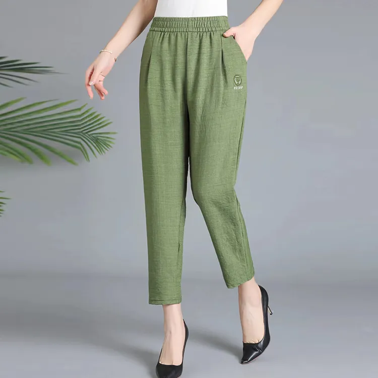 【厂家直销】2024春夏新款中老年女裤洋气妈妈裤气质百搭九分裤